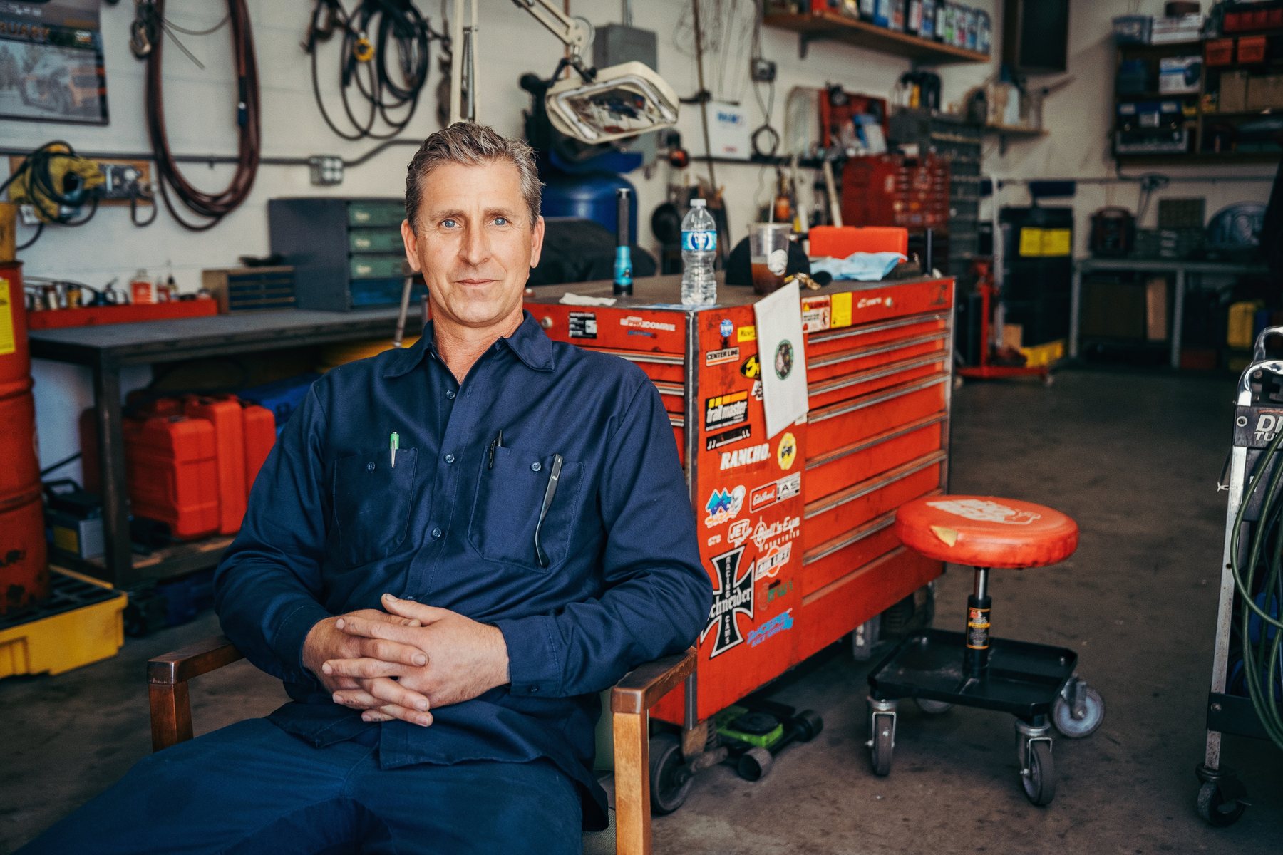 Luke Bennett seated inside Chariot Automotive