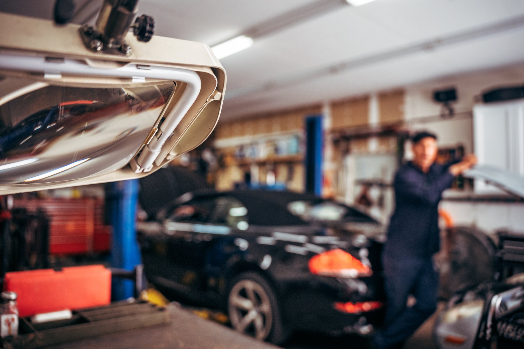 Vehicle service bay inside Chariot Automotive
